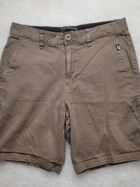 Lost Olive-Taupe Flat Front Chino Shorts Men's Size 30